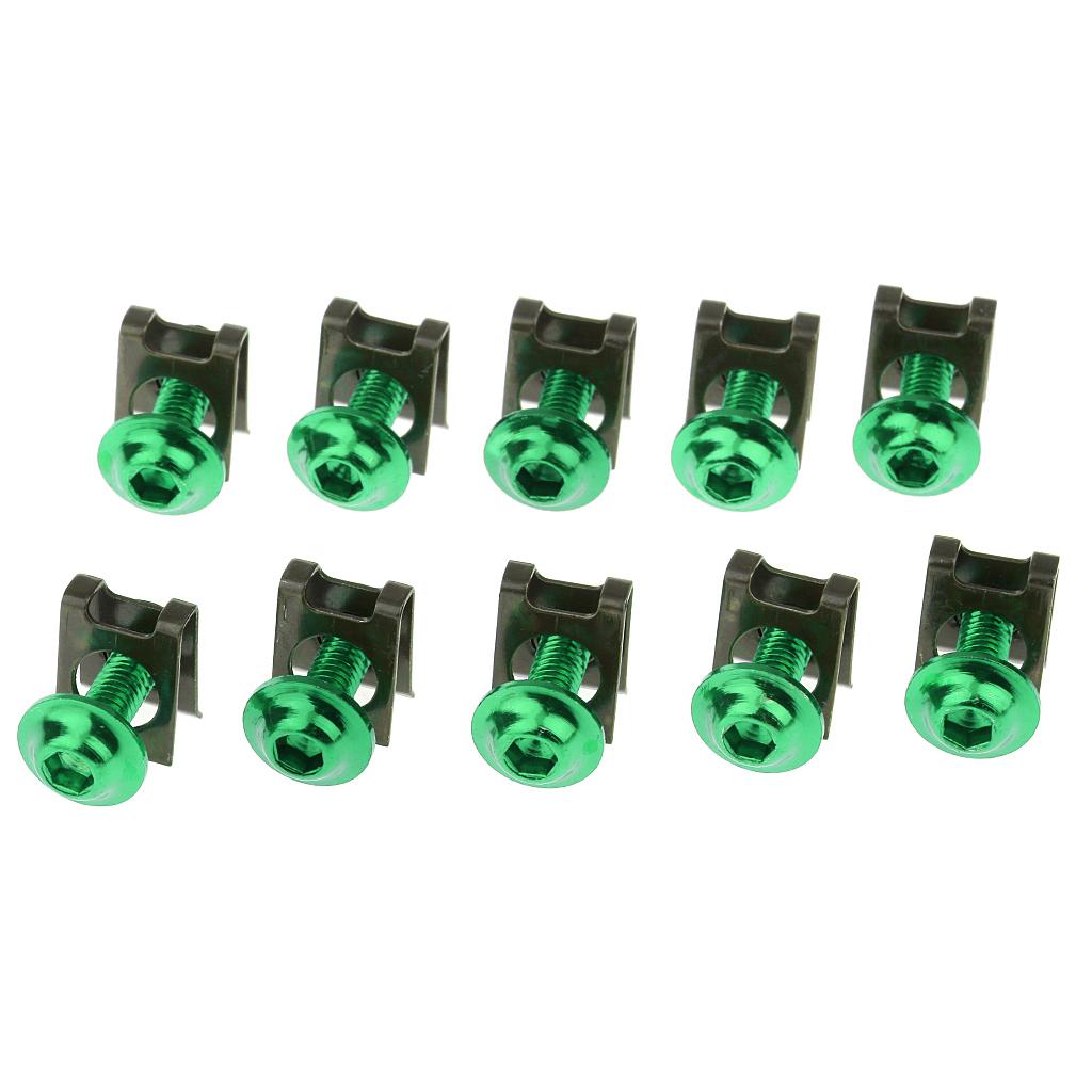 10 Piece Motorbike M6/6mm Body Fairing Bolts Fastener Clips for Honda Green