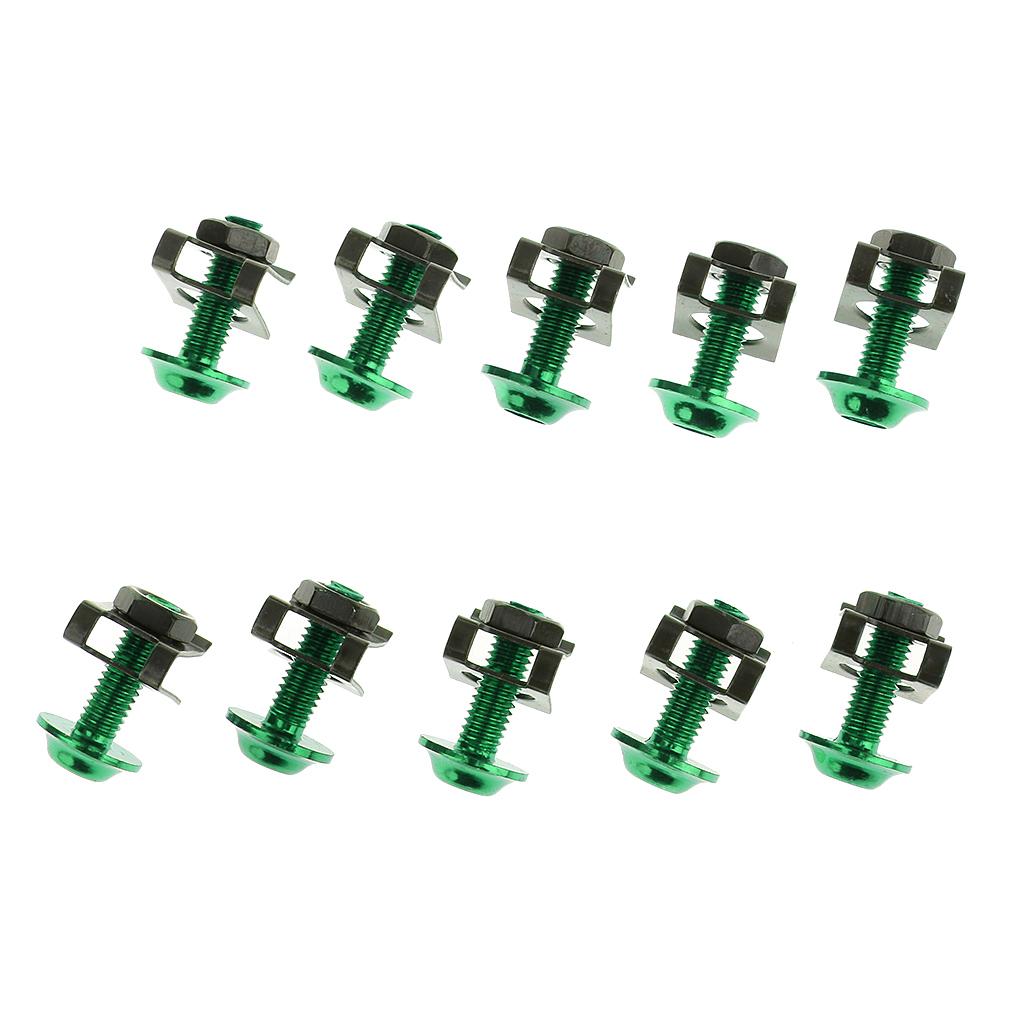 10 Piece Motorbike M6/6mm Body Fairing Bolts Fastener Clips for Honda Green