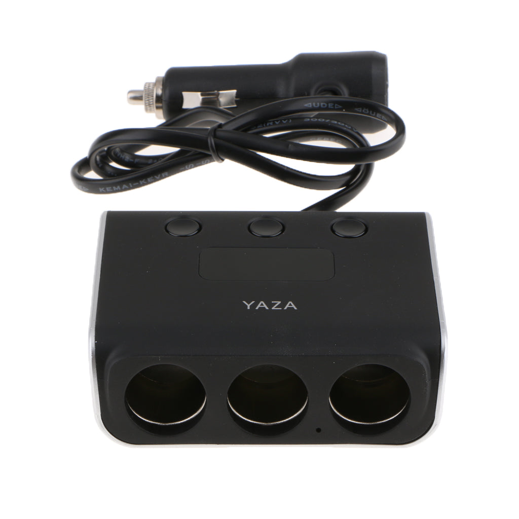 12V-24V Car 3 Way Cigarette Lighter Socket Splitter Dual USB Charger Adapter