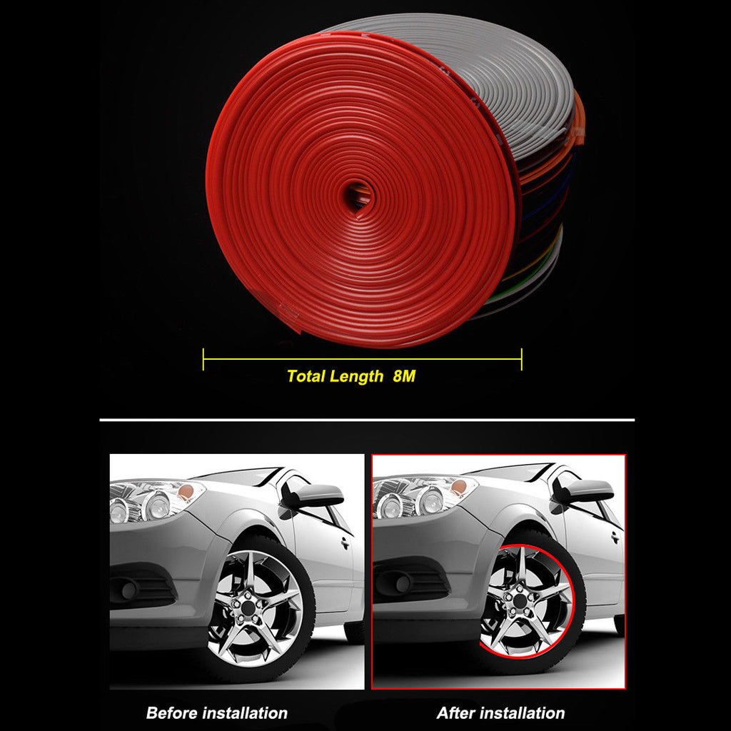 26Ft/8M New Car Wheel Hub Rim Protector Sticker Tire Guard Strip Purple