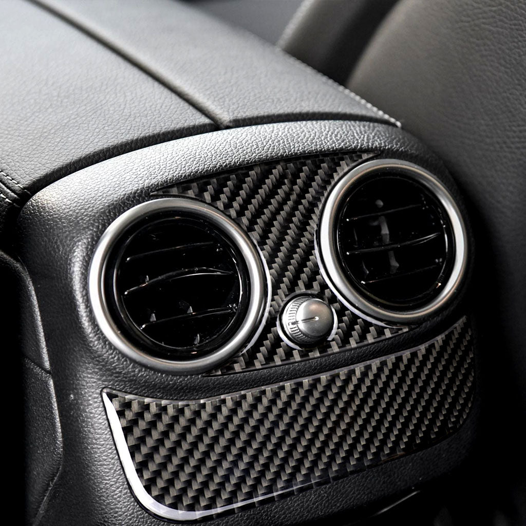 2PCS Rear Carbon Fiber Car Outlet Cover Sticker for Black