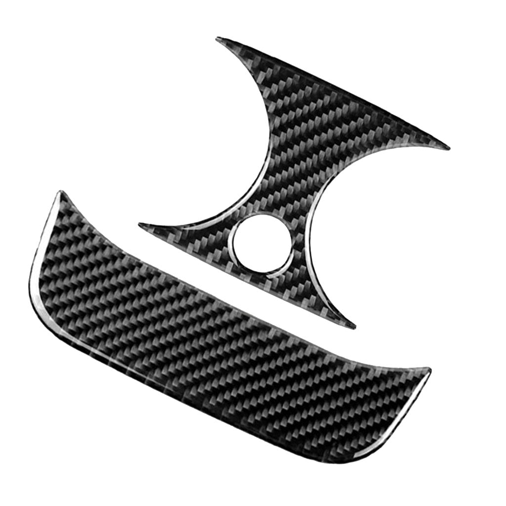 2PCS Rear Carbon Fiber Car Outlet Cover Sticker for Black