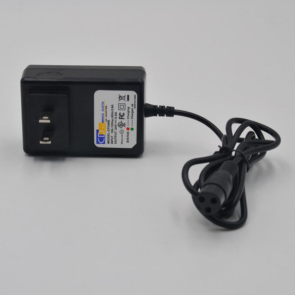 24V 0.6A 3-Prong Battery Charger For Razor Scooter E100 E125 E500S PR200