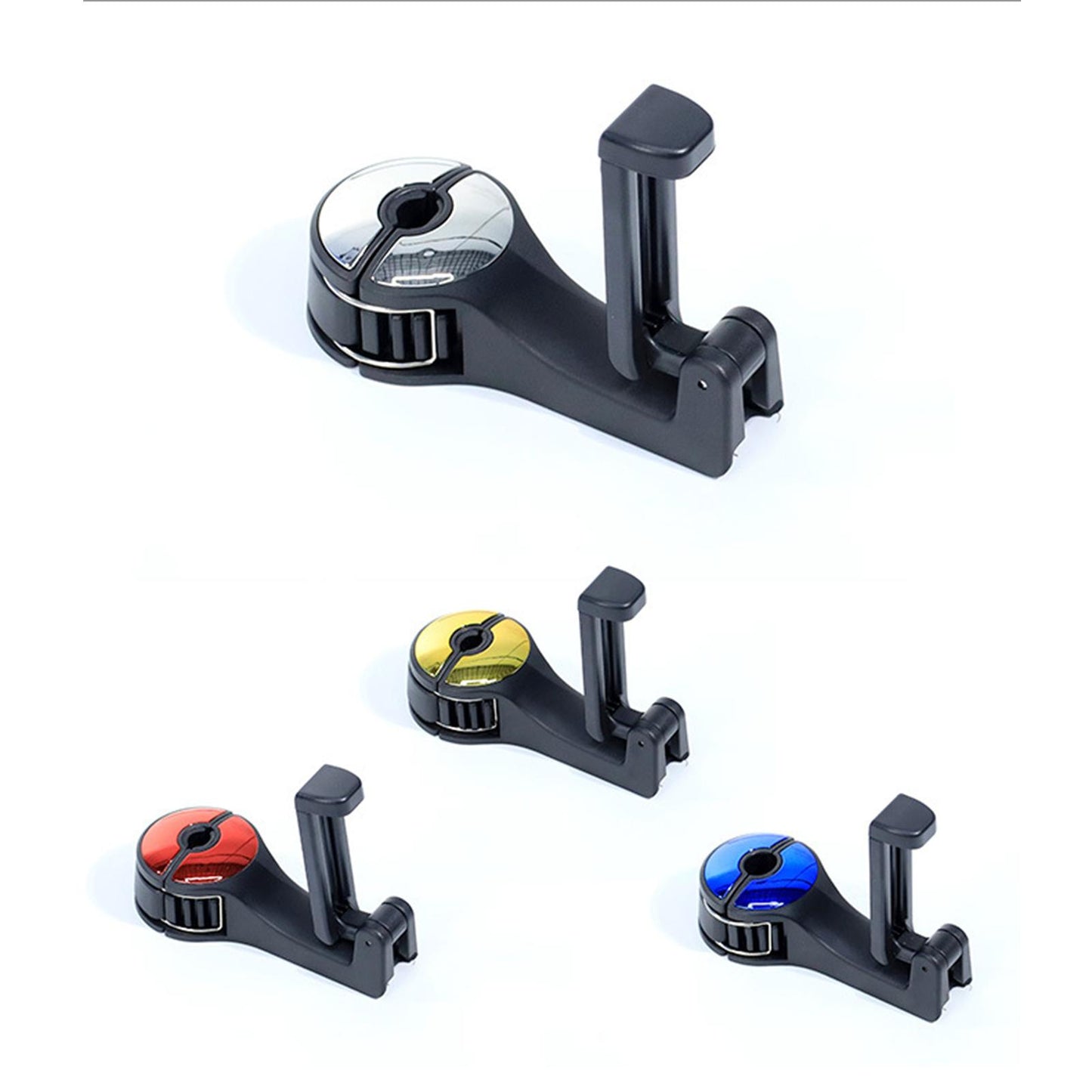 2 in 1 Car Headrest Hidden Hook with Phone Holder for Purse Vehicle Silver