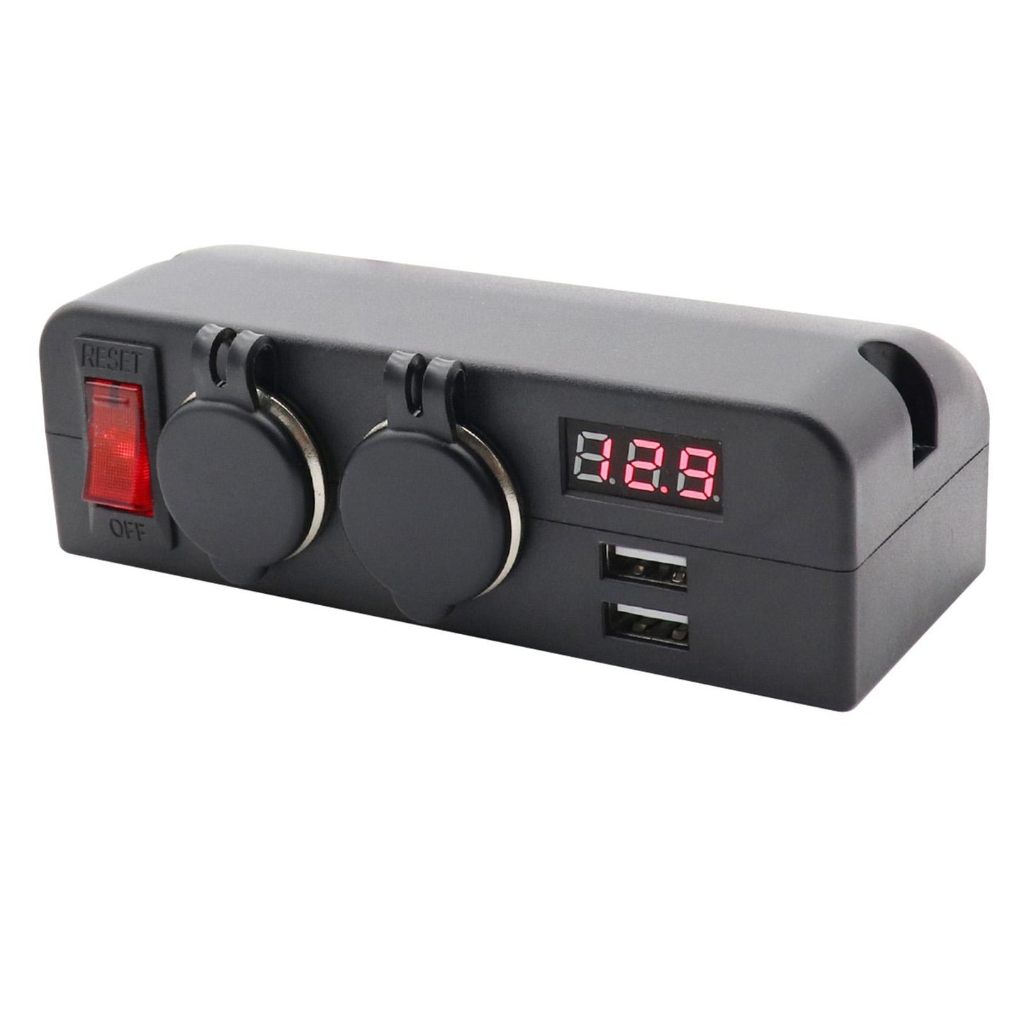 12V/24V Car Charger Socket Panel Dual USB Ports RV Switch Button Vehicles