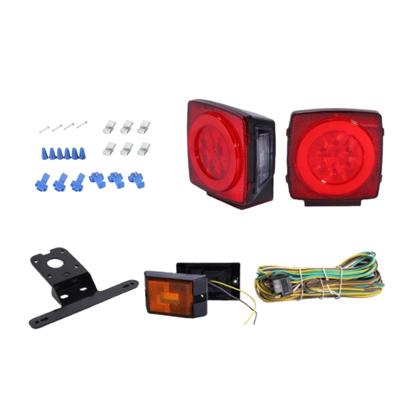 12V LED Trailer Light Kit Waterproof for Truck Snowmobile Boat Marker Square