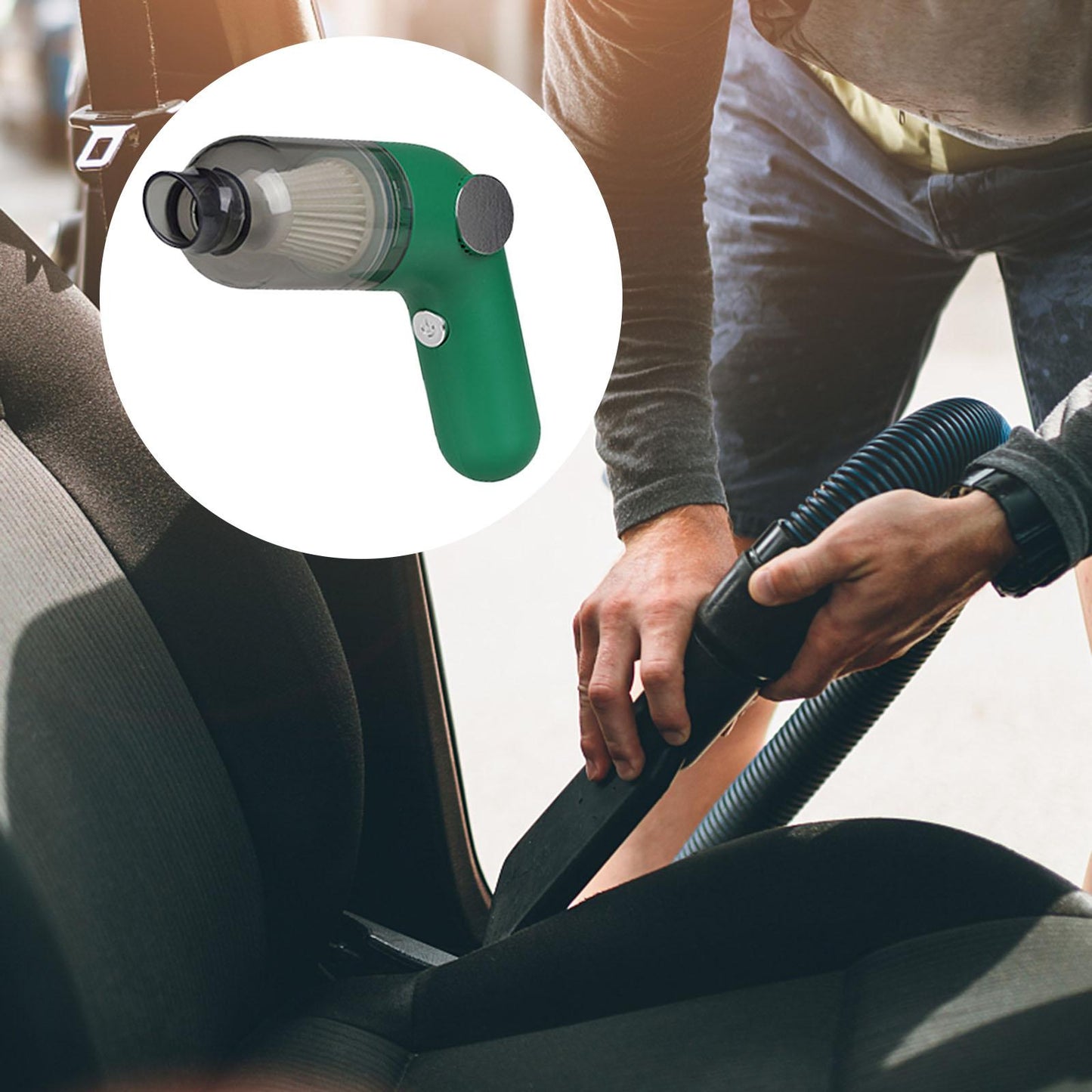 120W Car Vacuum Cleaner 20000PA Strong Suction for Office Vehicle Green