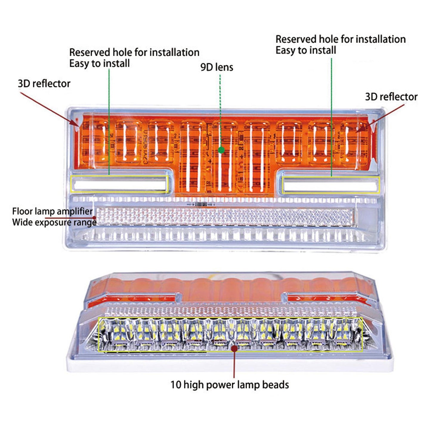 24V LED Side Marker Lights Car External Lights for Boat SUV Lorry orange