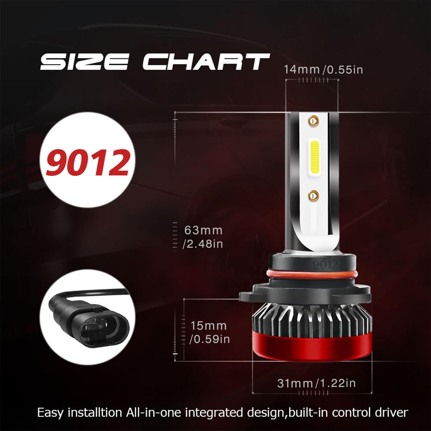 2 Pieces Car LED Headlight Bulbs Kit Fog Light Bulb Accessories 9012 HIR2