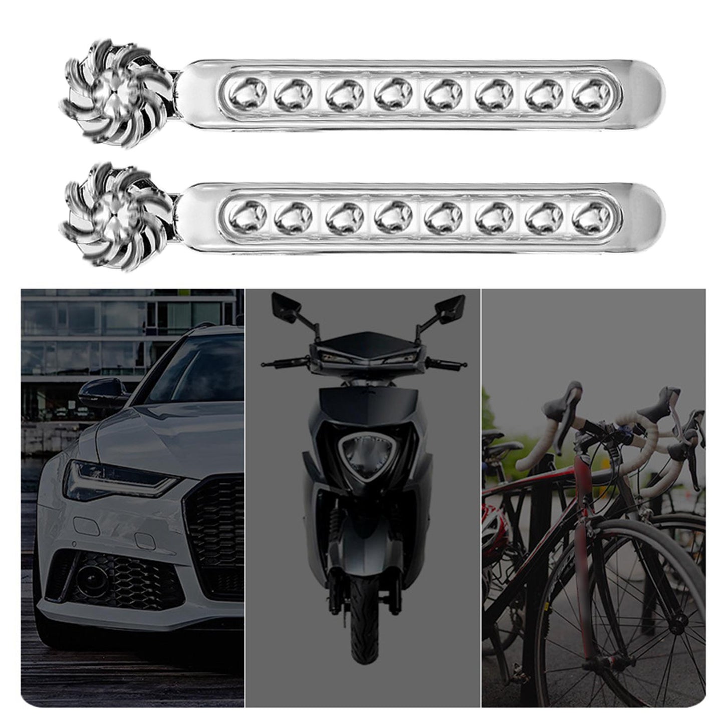 2 Pieces LED Daytime Running Lights 8 LED Fit for Head Lamp Auxiliary Lamp White