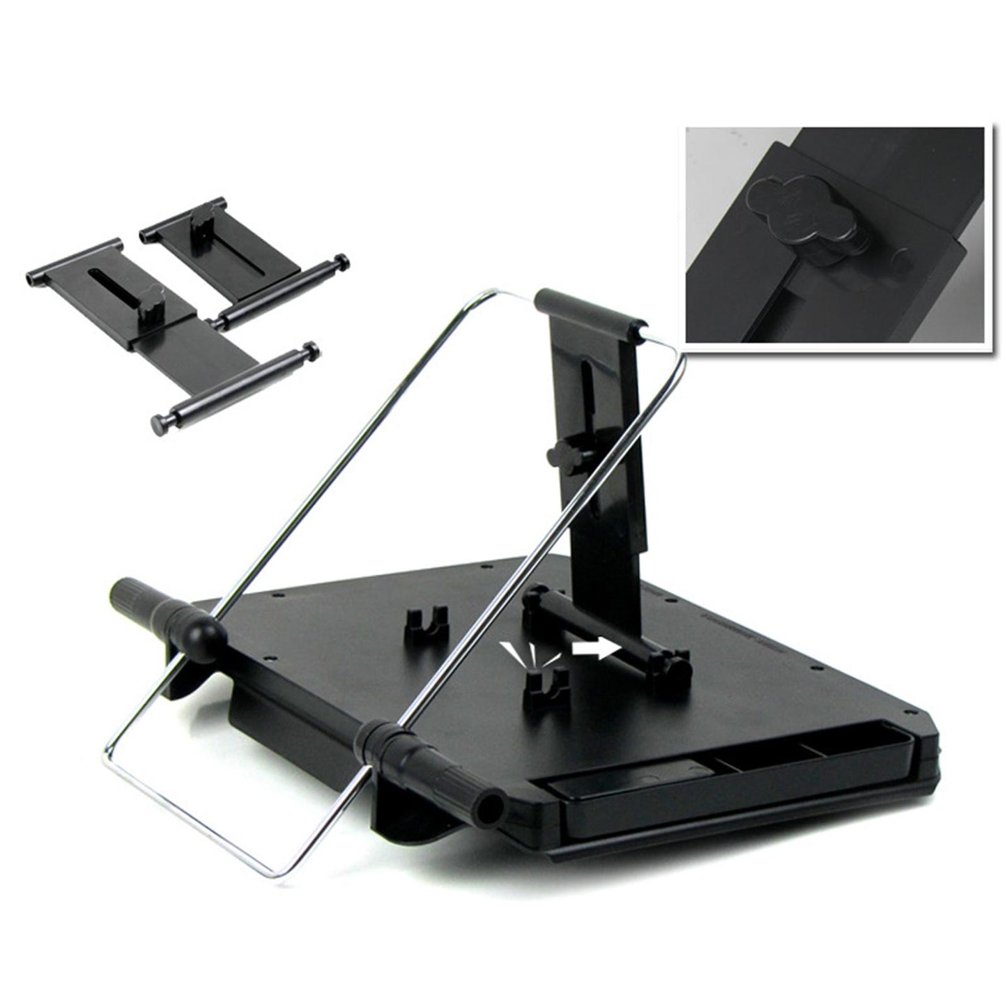 2 in 1 Car Steering Wheel Tray Stand Travel Desk Drink Writing with 2 Hooks