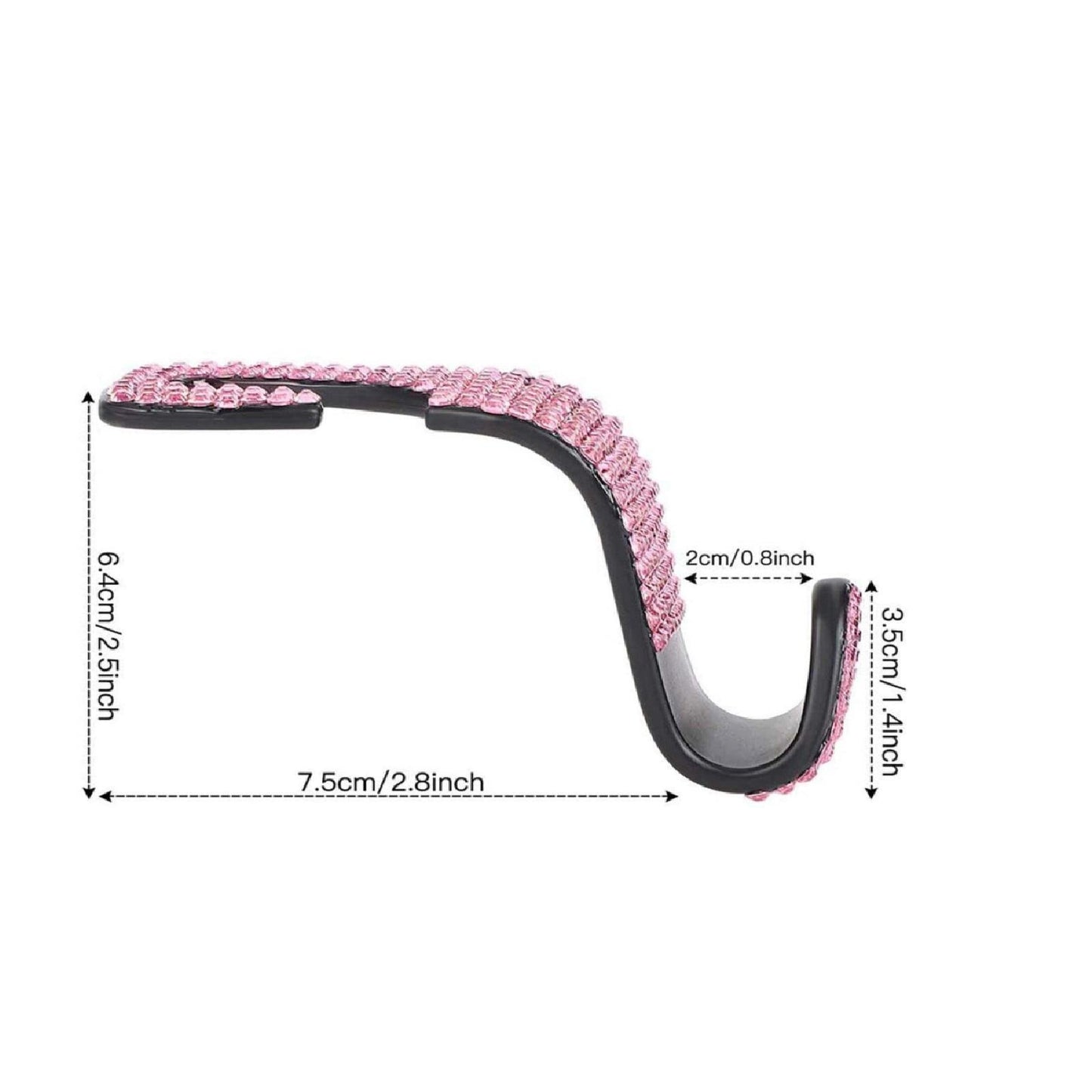 2Count Rhinestone Diamond Car Seatback Storage Hook Hanger White