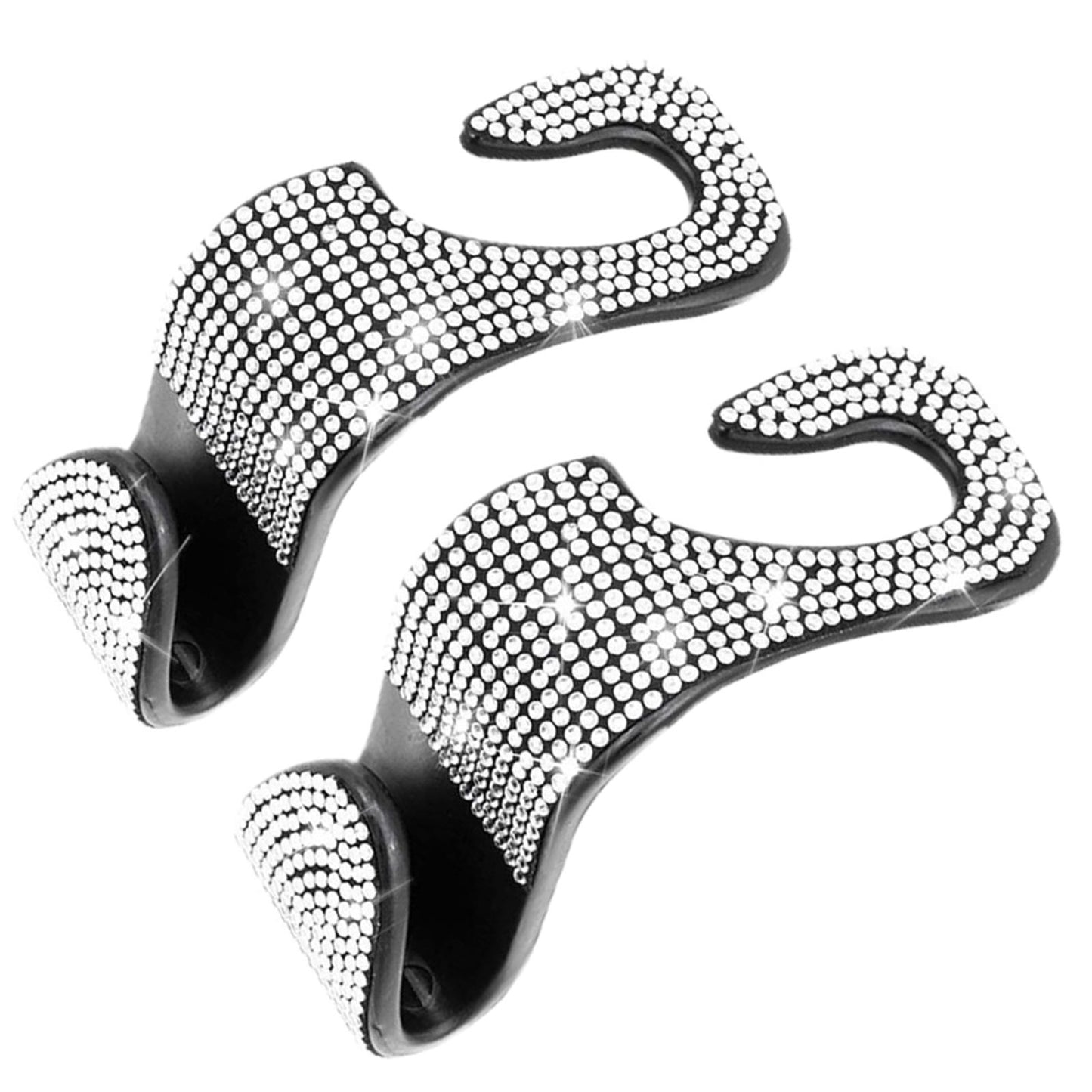 2Count Rhinestone Diamond Car Seatback Storage Hook Hanger White
