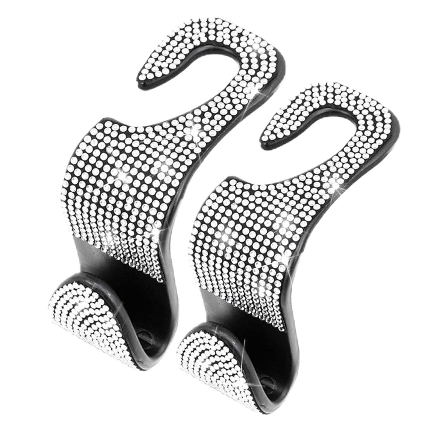 2Count Rhinestone Diamond Car Seatback Storage Hook Hanger White