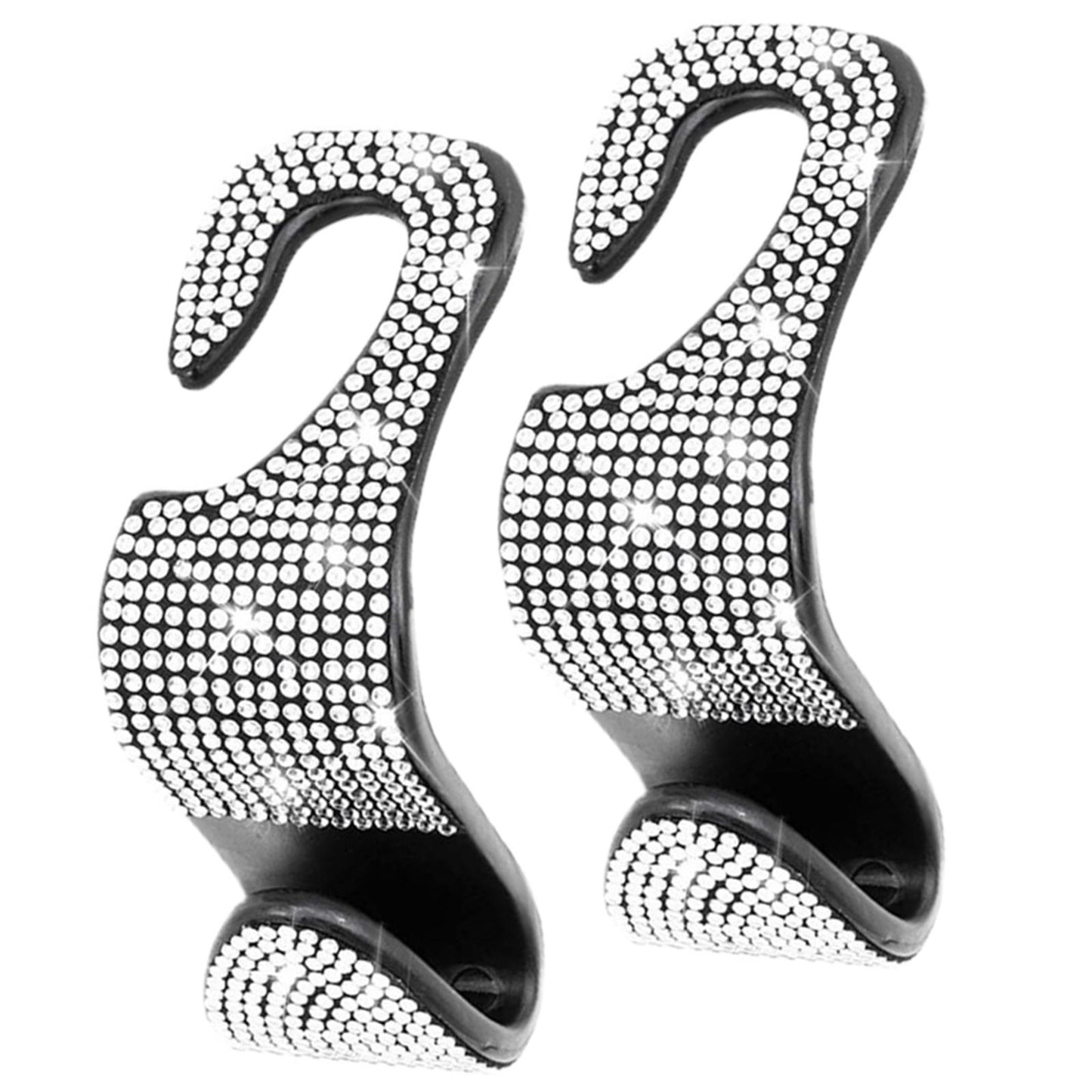 2Count Rhinestone Diamond Car Seatback Storage Hook Hanger White