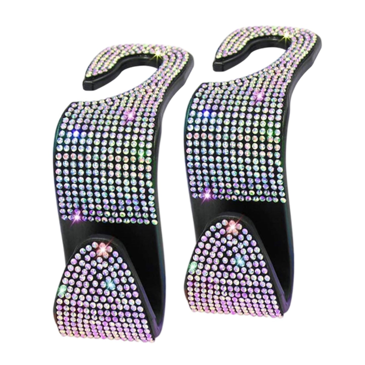 2Count Rhinestone Diamond Car Seatback Storage Hook Hanger Colorful