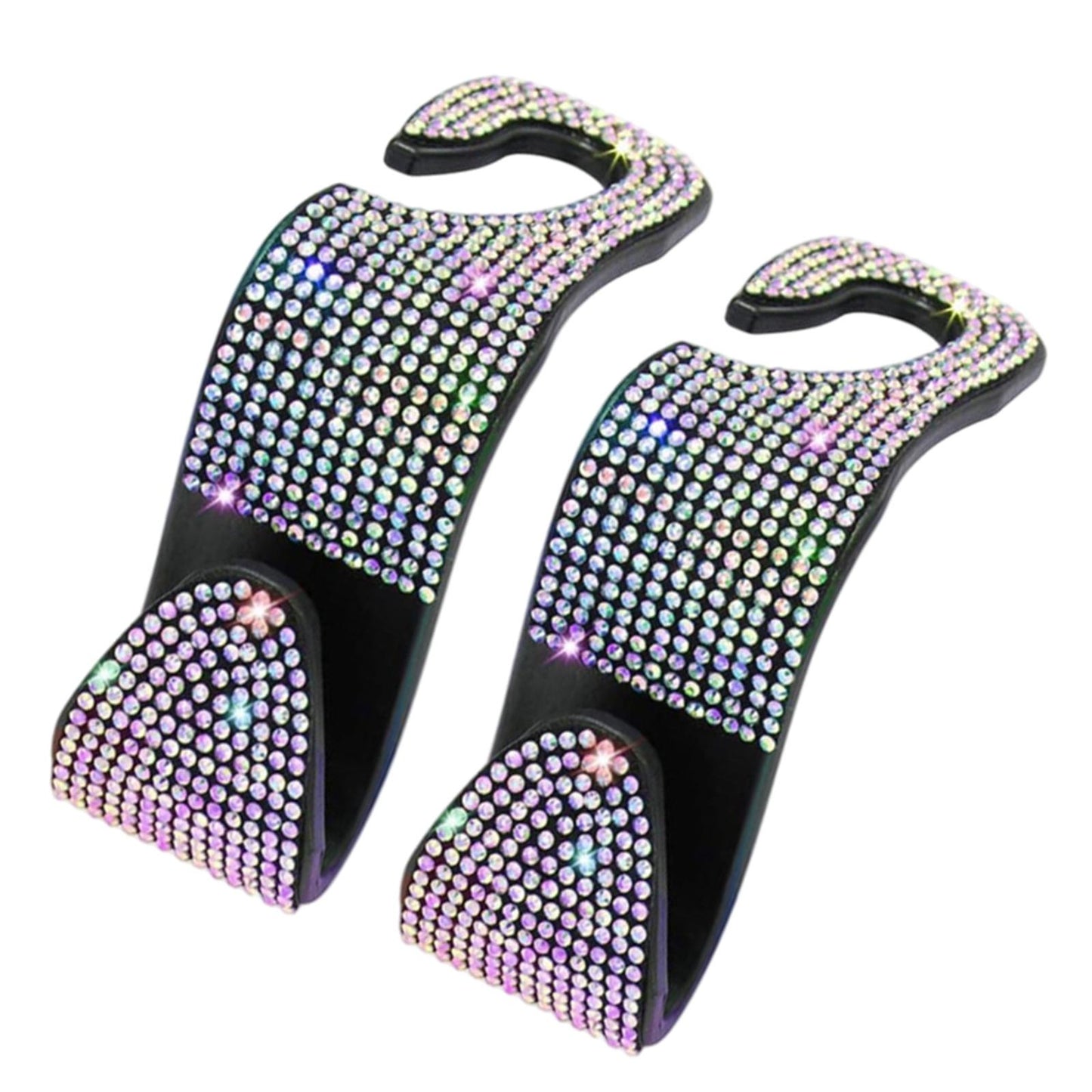2Count Rhinestone Diamond Car Seatback Storage Hook Hanger Colorful