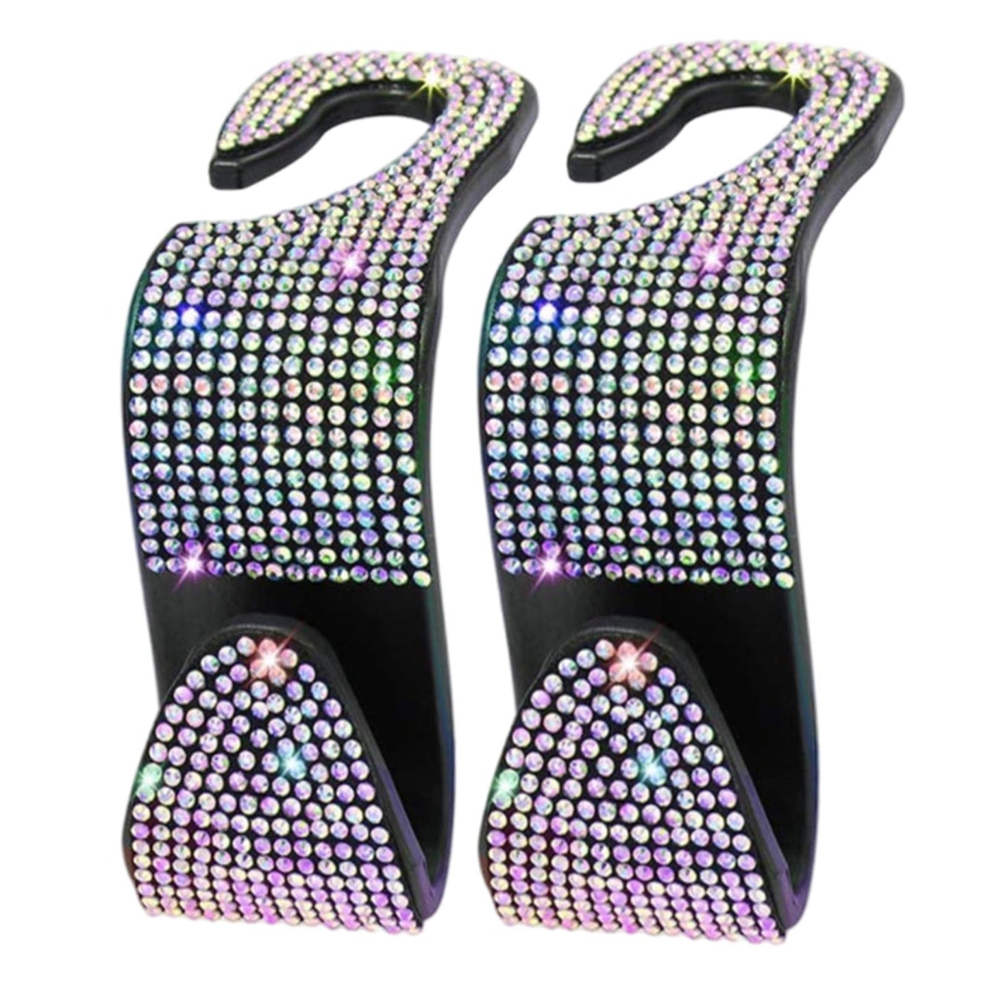 2Count Rhinestone Diamond Car Seatback Storage Hook Hanger Colorful