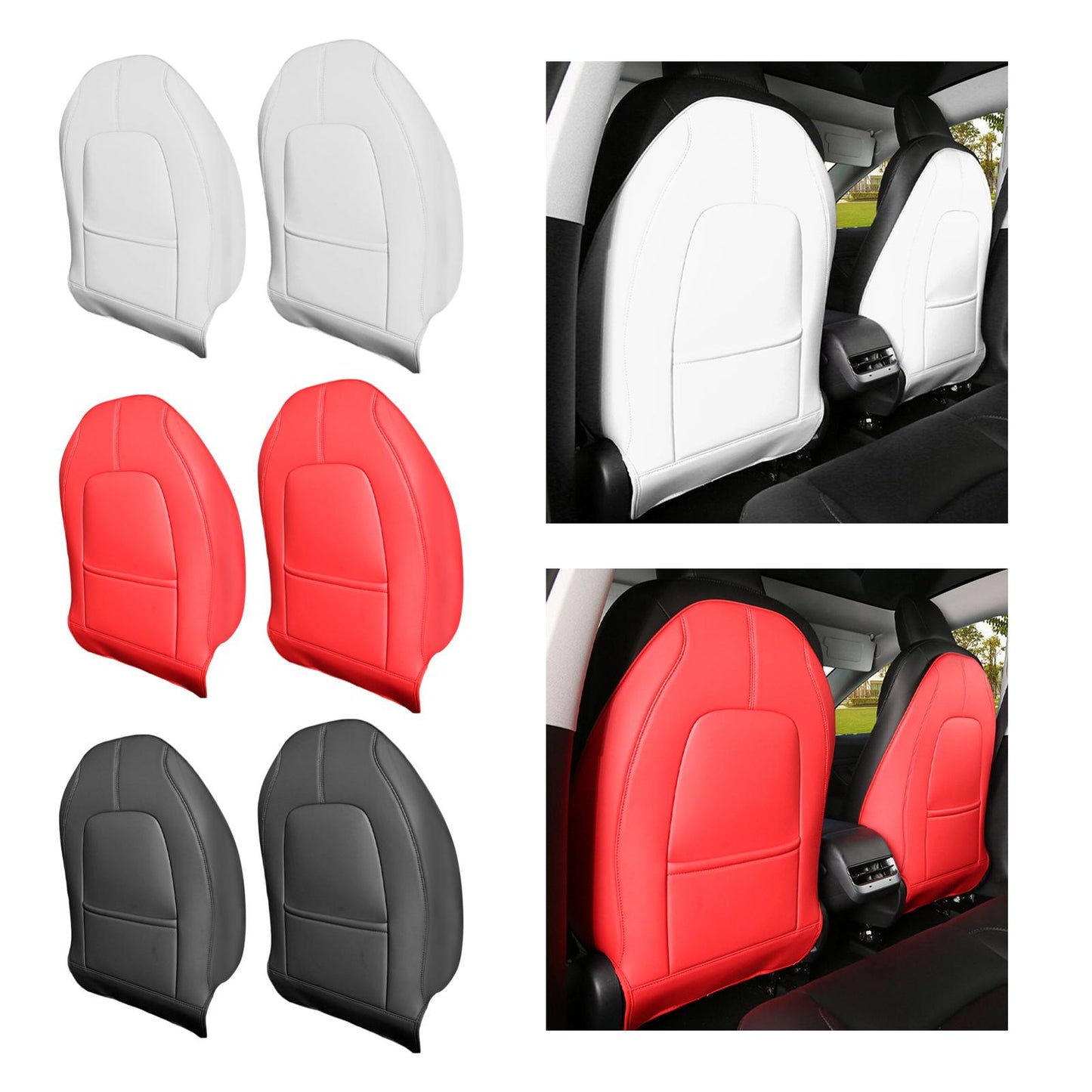 2 Count Backseat Protection Mat Kick Guard for Tesla Model 3 Model Y White