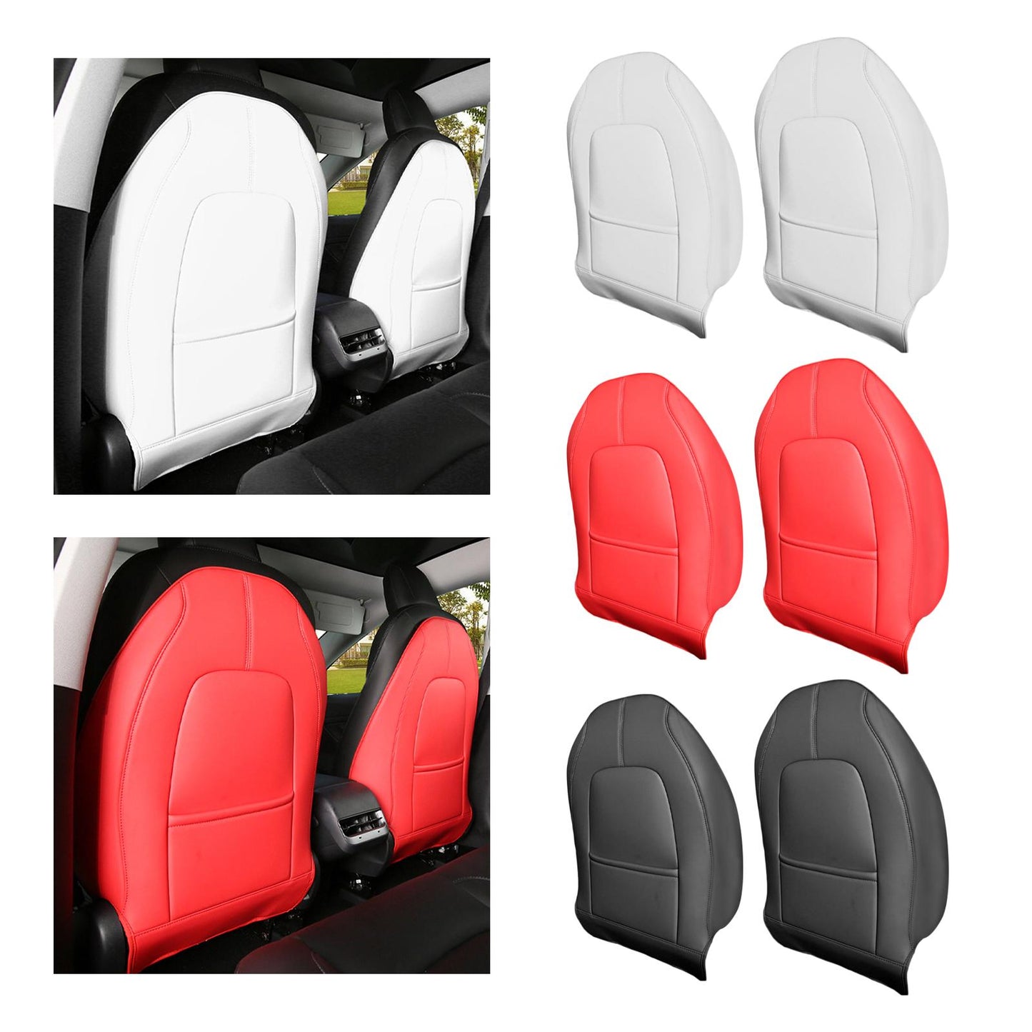 2 Count Backseat Protection Mat Kick Guard for Tesla Model 3 Model Y White