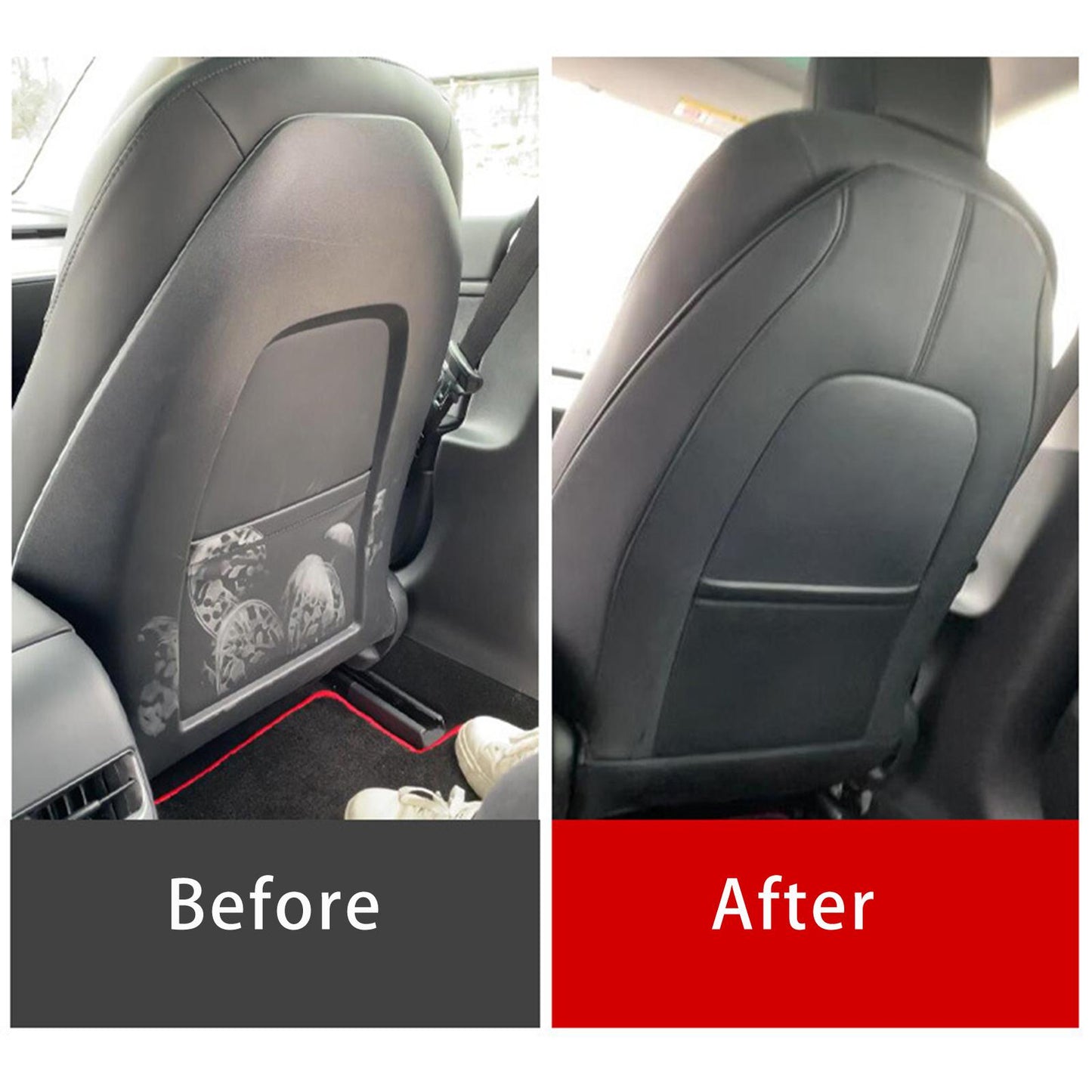 2 Count Backseat Protection Mat Kick Guard for Tesla Model 3 Model Y Black