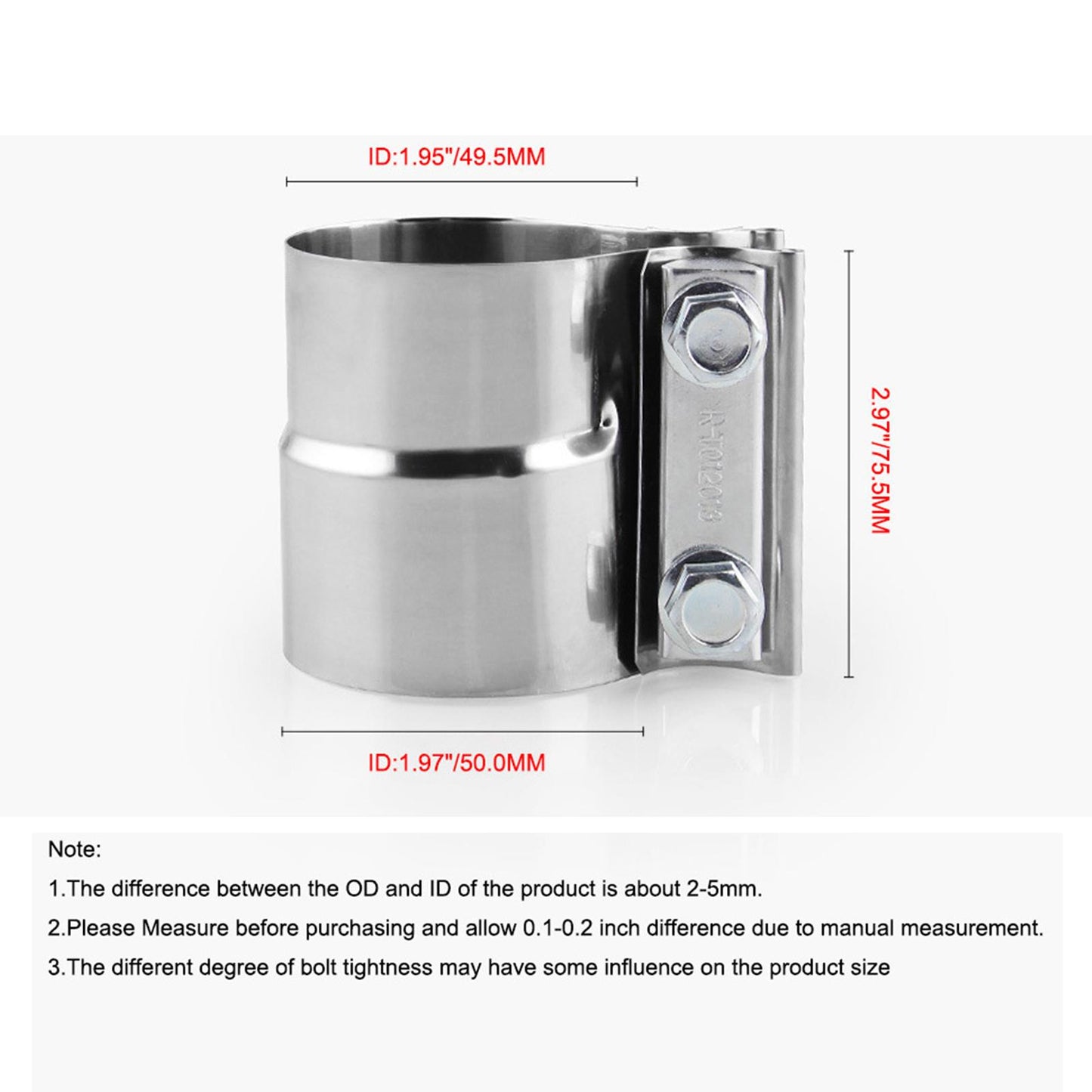 2 Butt Joint Exhaust Clamp Muffler Hardware Exhaust Pipes Tips Downpipe"