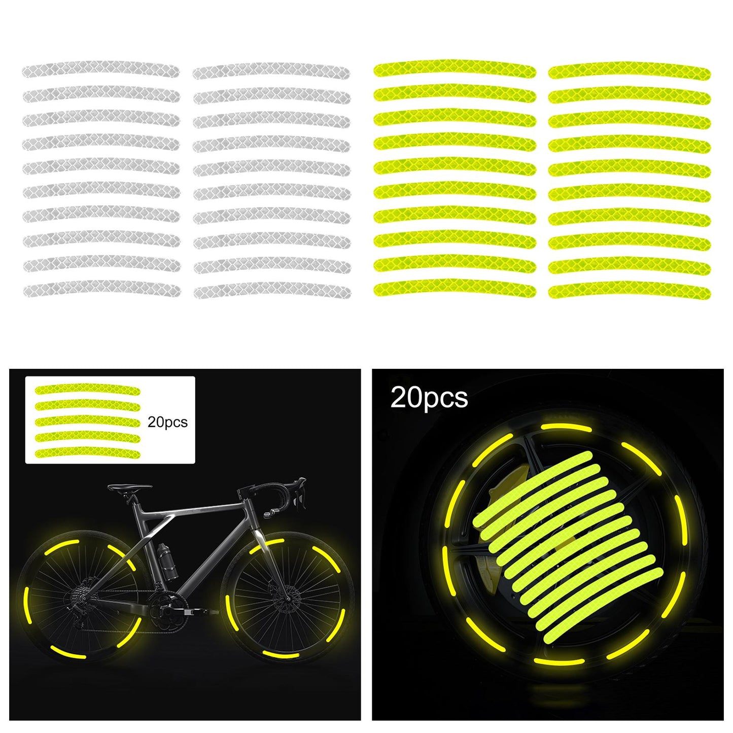 20x Wheel Hub Reflective Sticker Fit for Motorcycel Vehicle Accessory Green