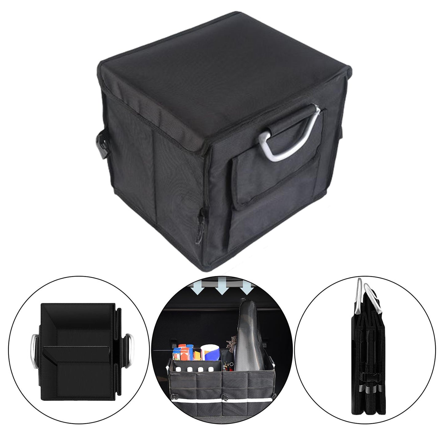 28L Oxford Fabric Collapsible Car Cargo Storage Organizer Black