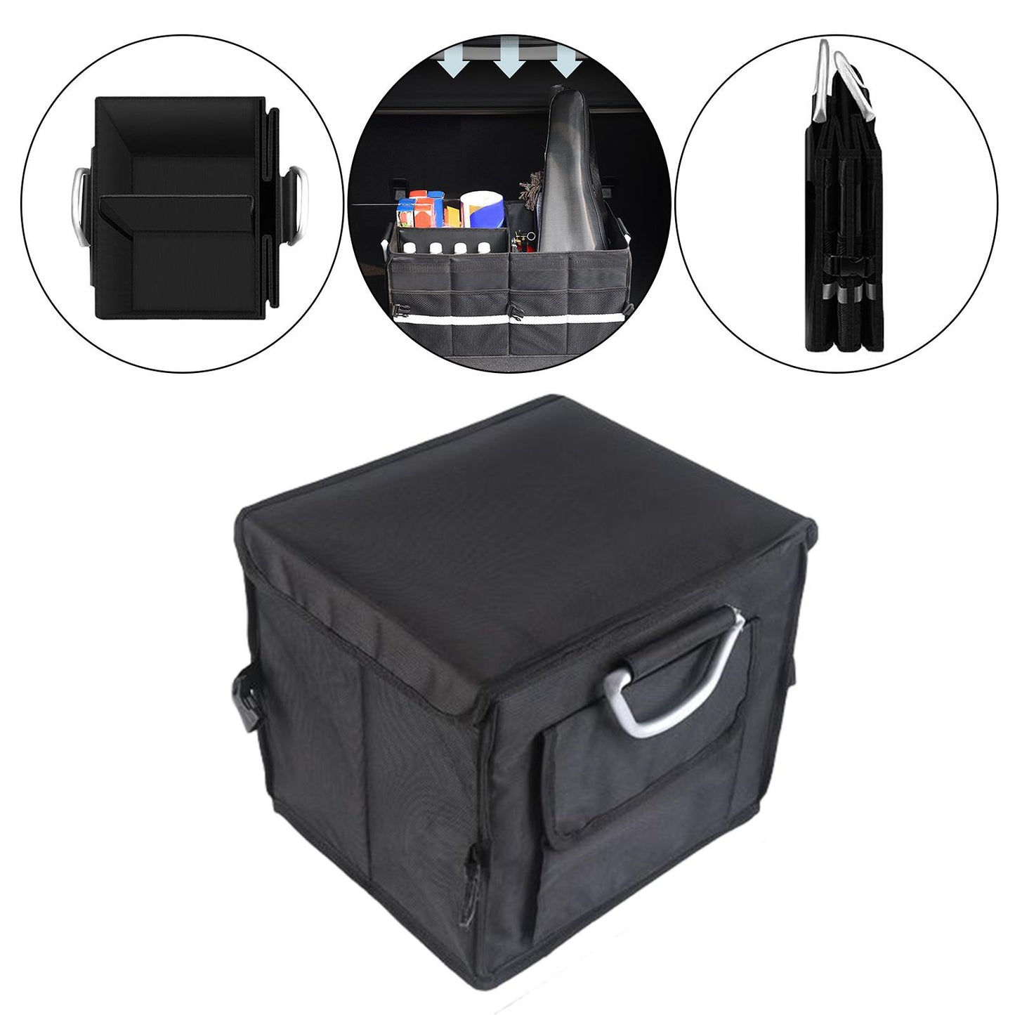 28L Oxford Fabric Collapsible Car Cargo Storage Organizer Black