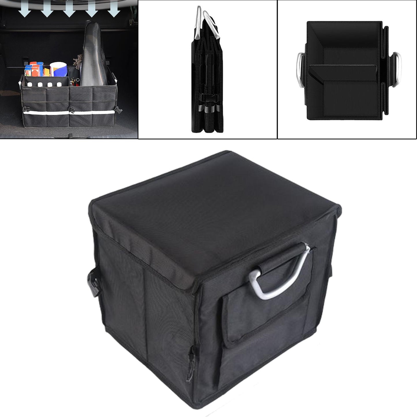 28L Oxford Fabric Collapsible Car Cargo Storage Organizer Black