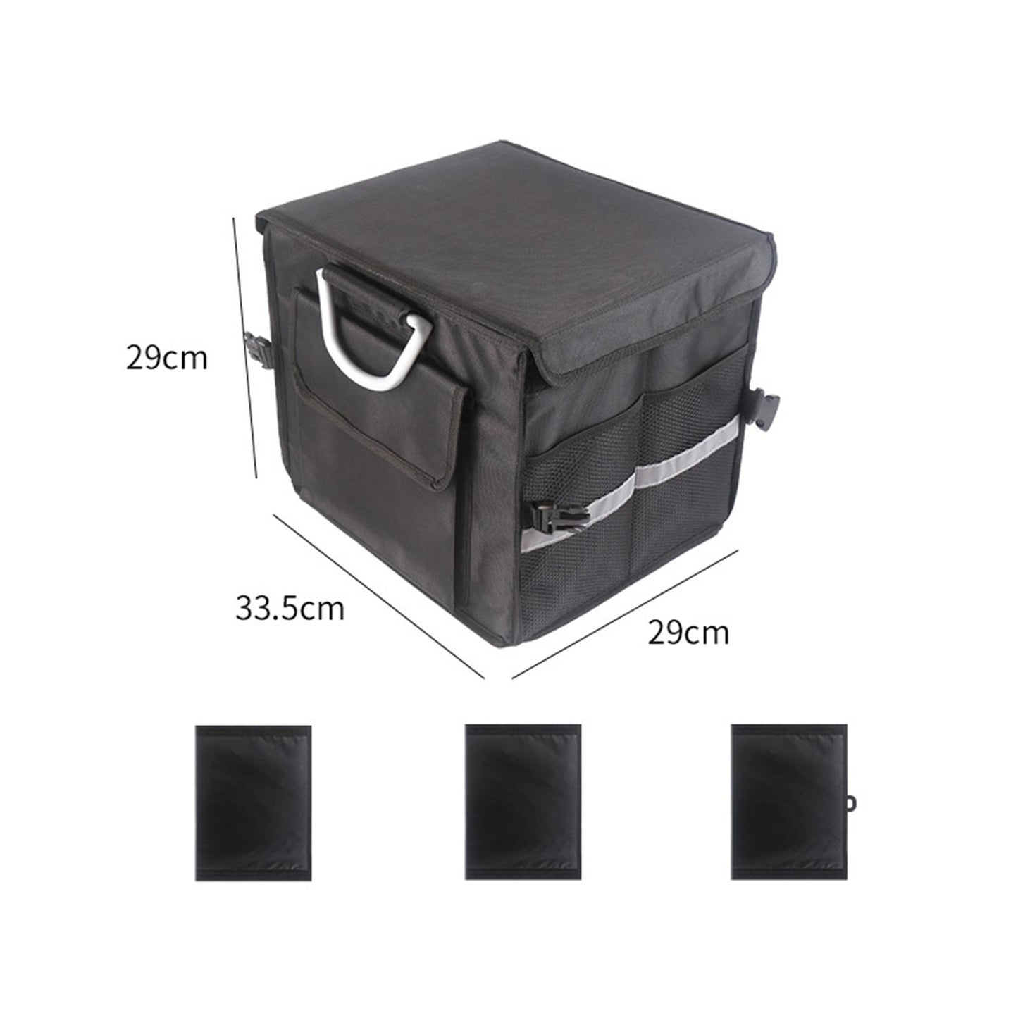 28L Oxford Fabric Collapsible Car Cargo Storage Organizer Black Reflective