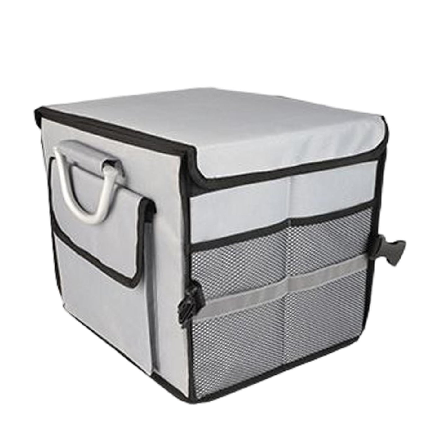 28L Oxford Fabric Collapsible Car Cargo Storage Organizer Grey Reflective