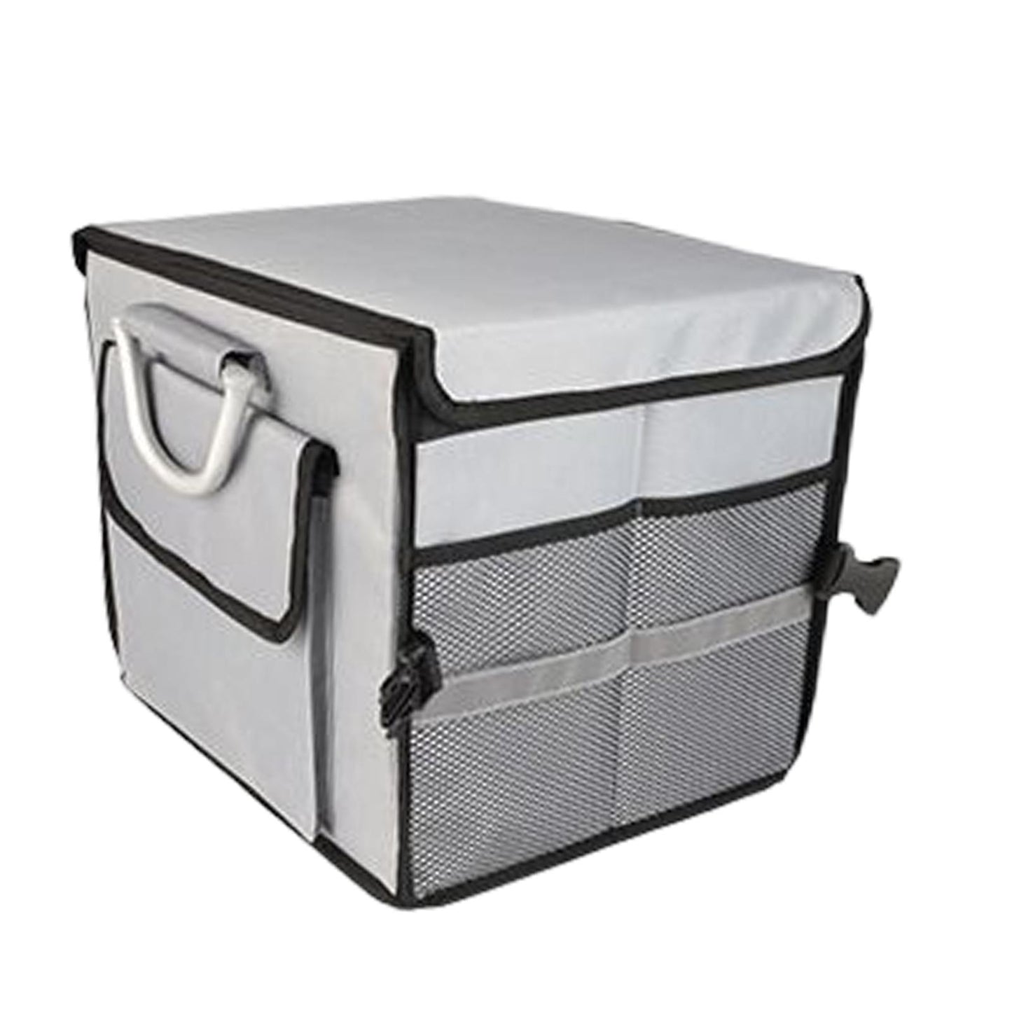 28L Oxford Fabric Collapsible Car Cargo Storage Organizer Grey Reflective