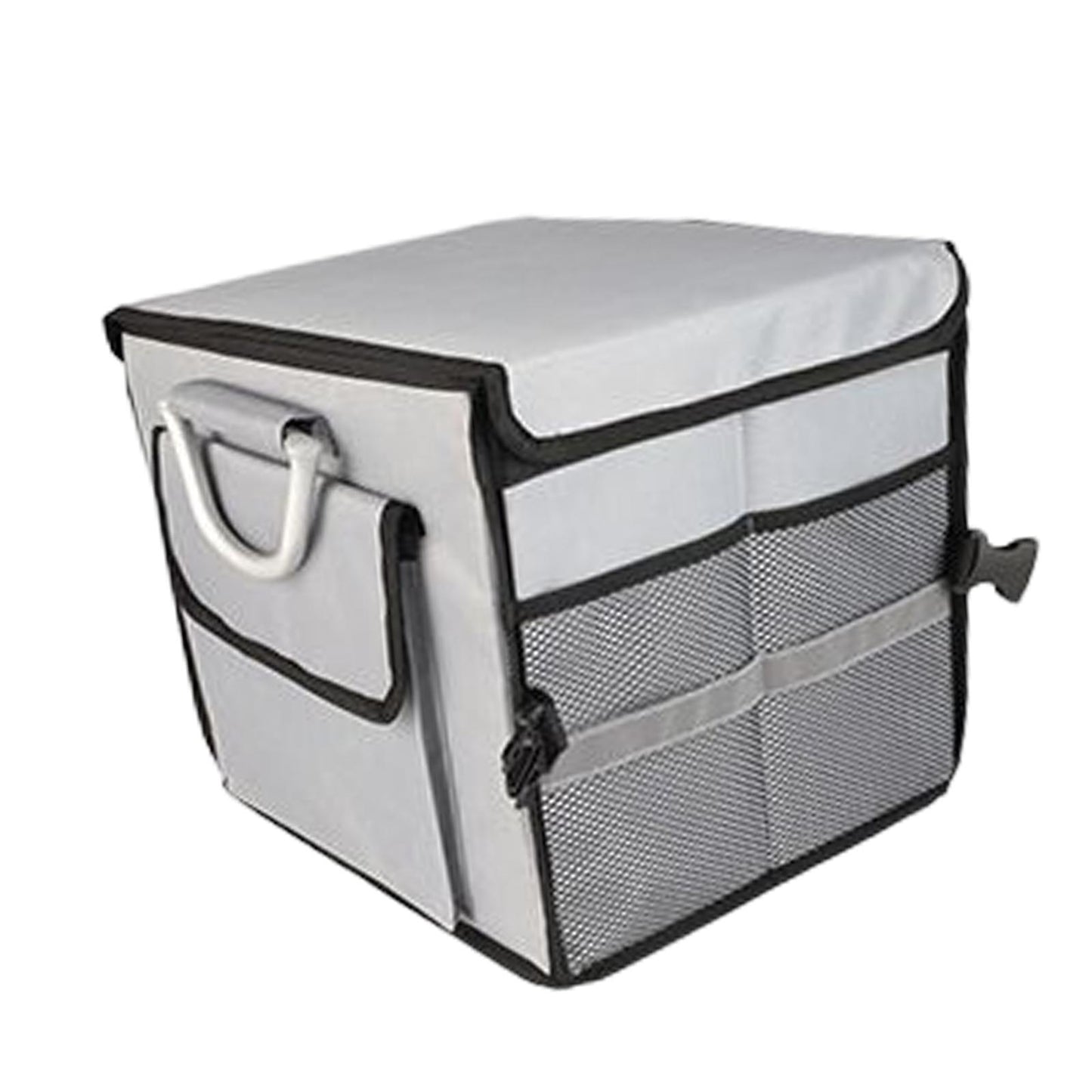 28L Oxford Fabric Collapsible Car Cargo Storage Organizer Grey Reflective