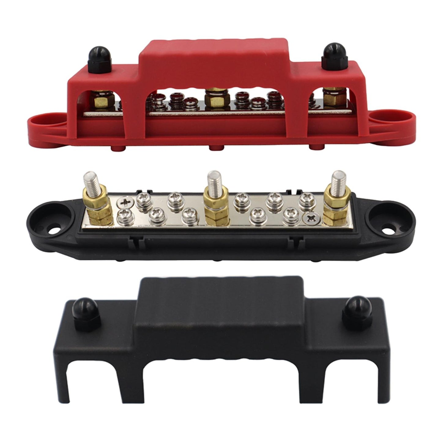 10Terminal Distribution Block with M6 Studs Busbar for Yachts Marine Red