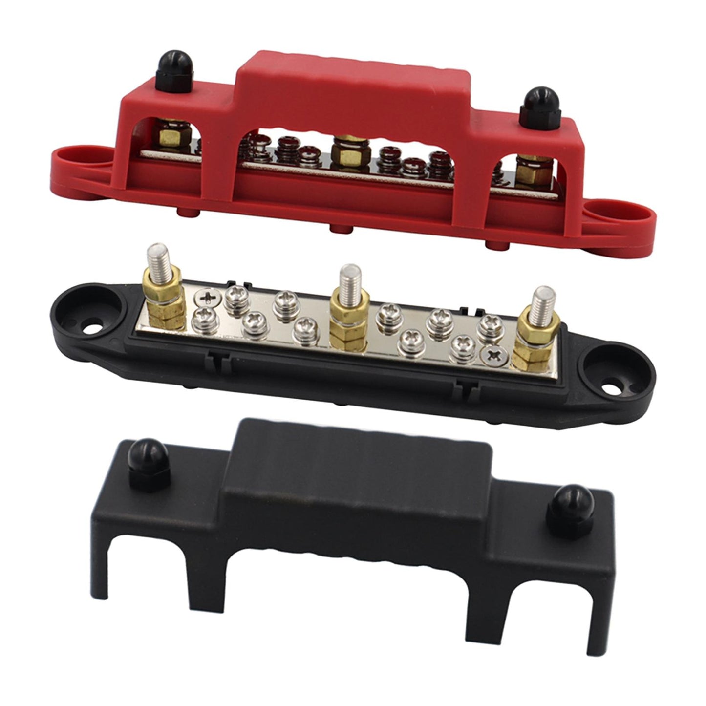 10Terminal Distribution Block with M6 Studs Busbar for Yachts Marine Red