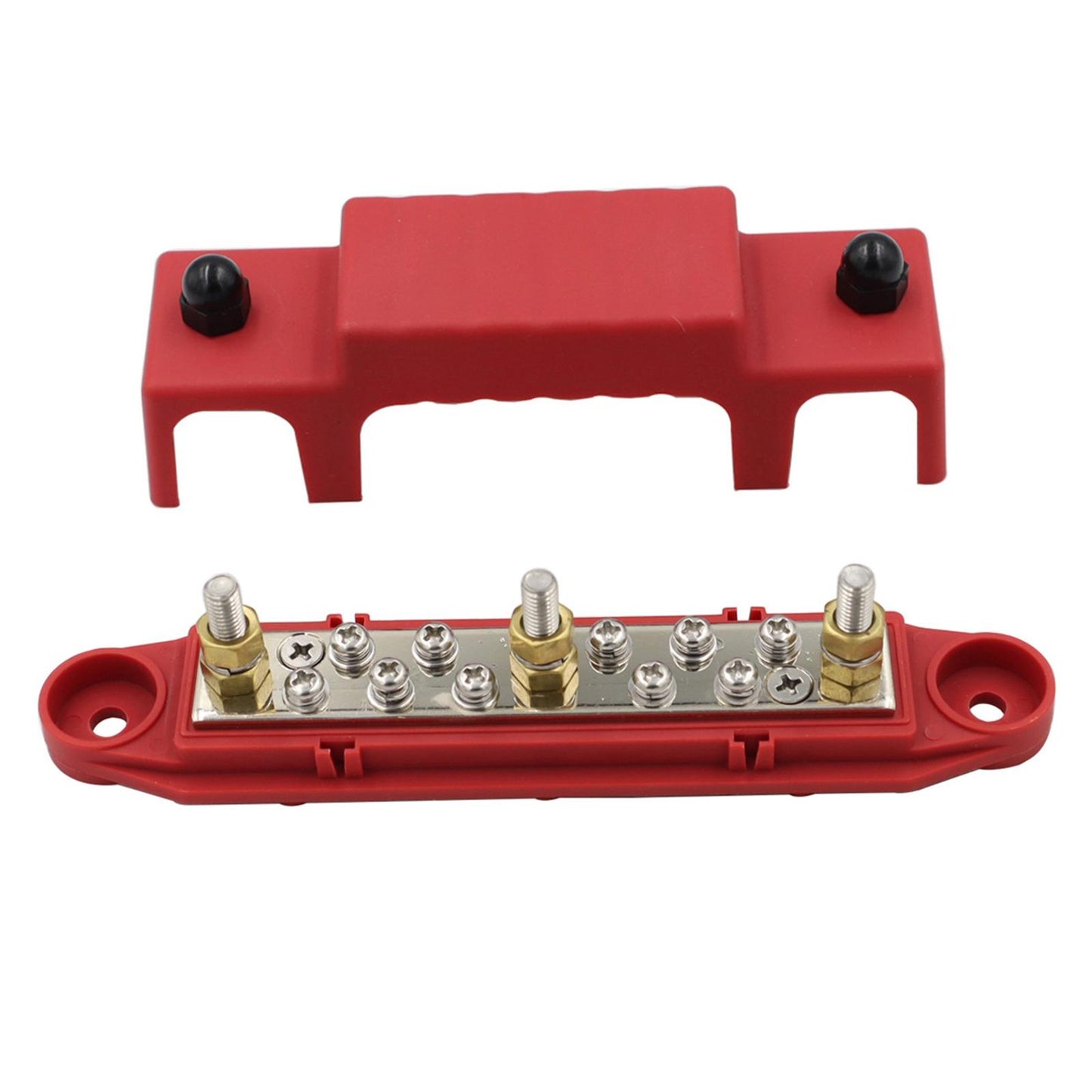 10Terminal Distribution Block with M6 Studs Busbar for Yachts Marine Red