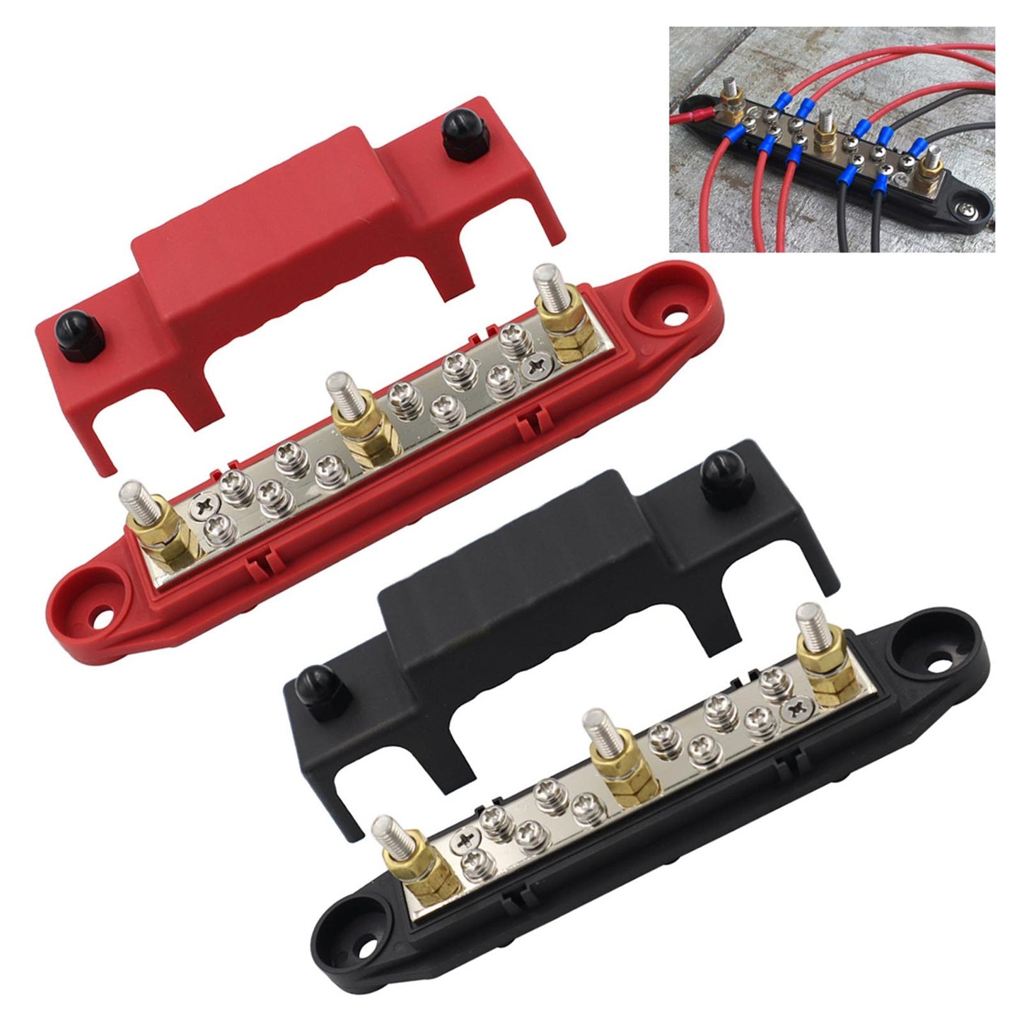 10Terminal Distribution Block with M6 Studs Busbar for Yachts Marine Red