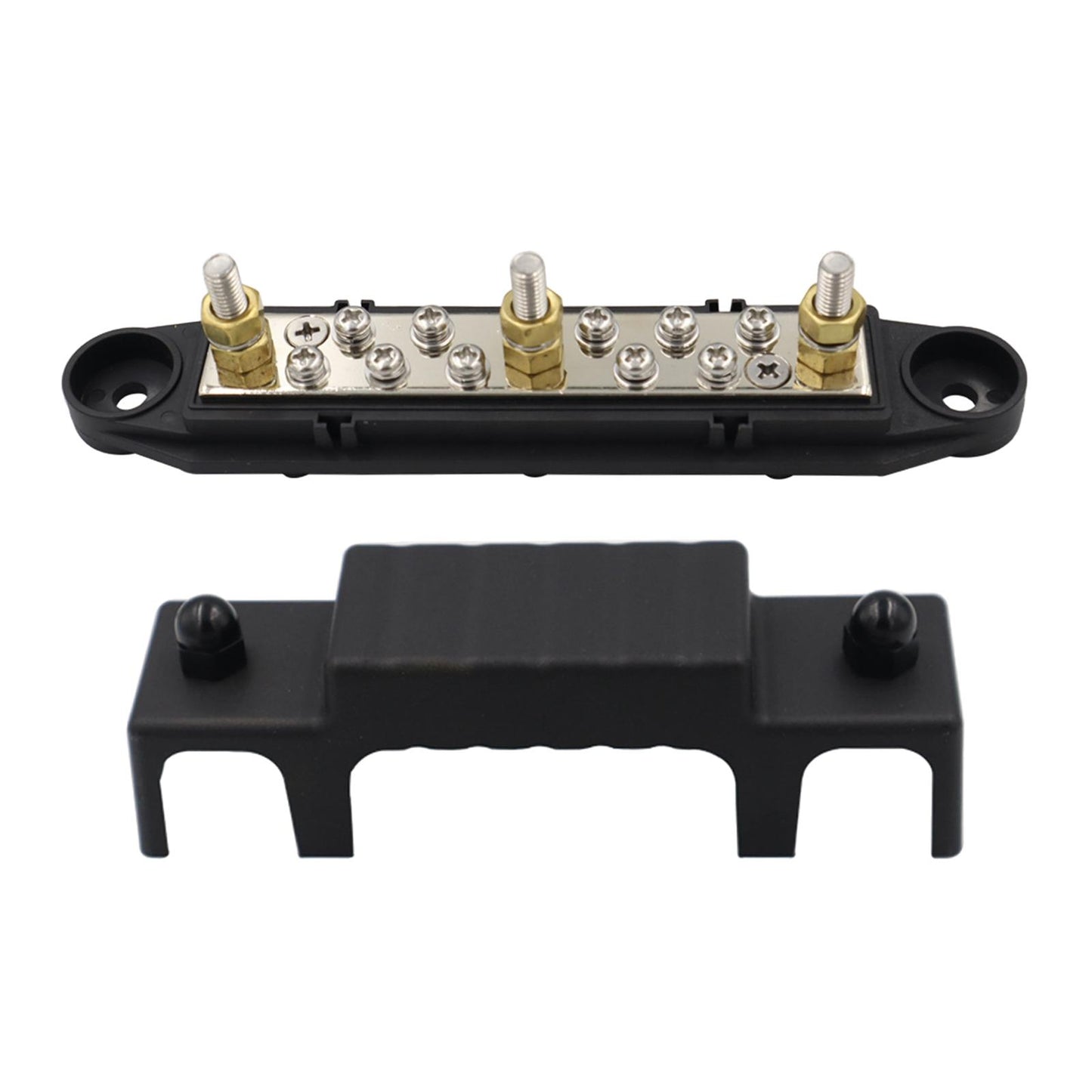 10Terminal Distribution Block with M6 Studs Busbar for Yachts Marine Blach