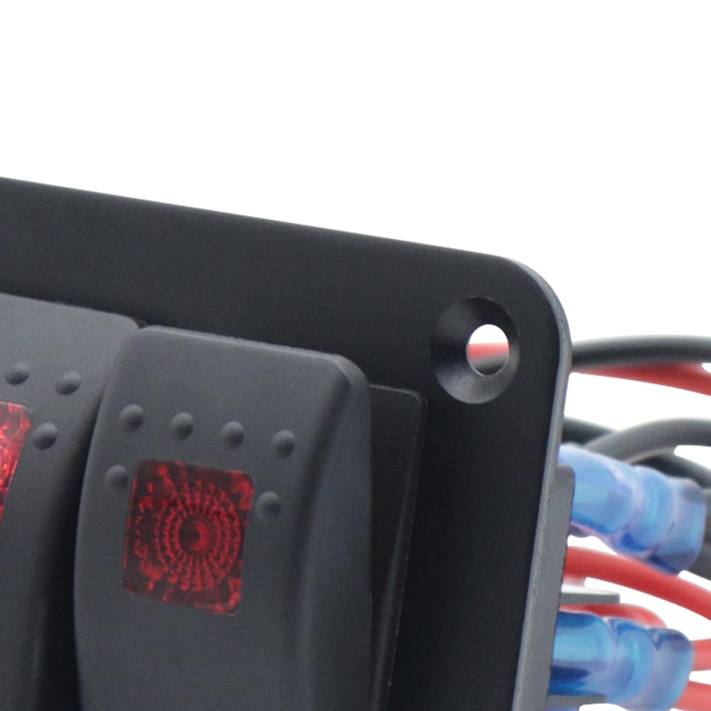 12V 24V 2 Gang Rocker Switch Panel Red Backlit LED 5 Pin for Vehicles RV