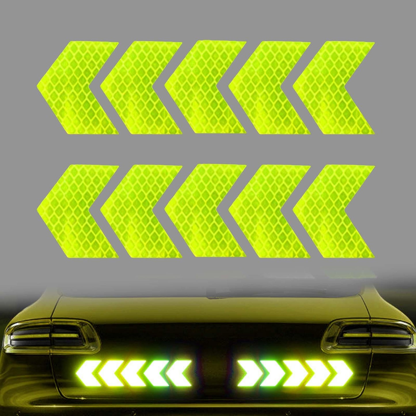 10x Arrow Reflective Stickers Night Sign Self Adhesive for Truck Green