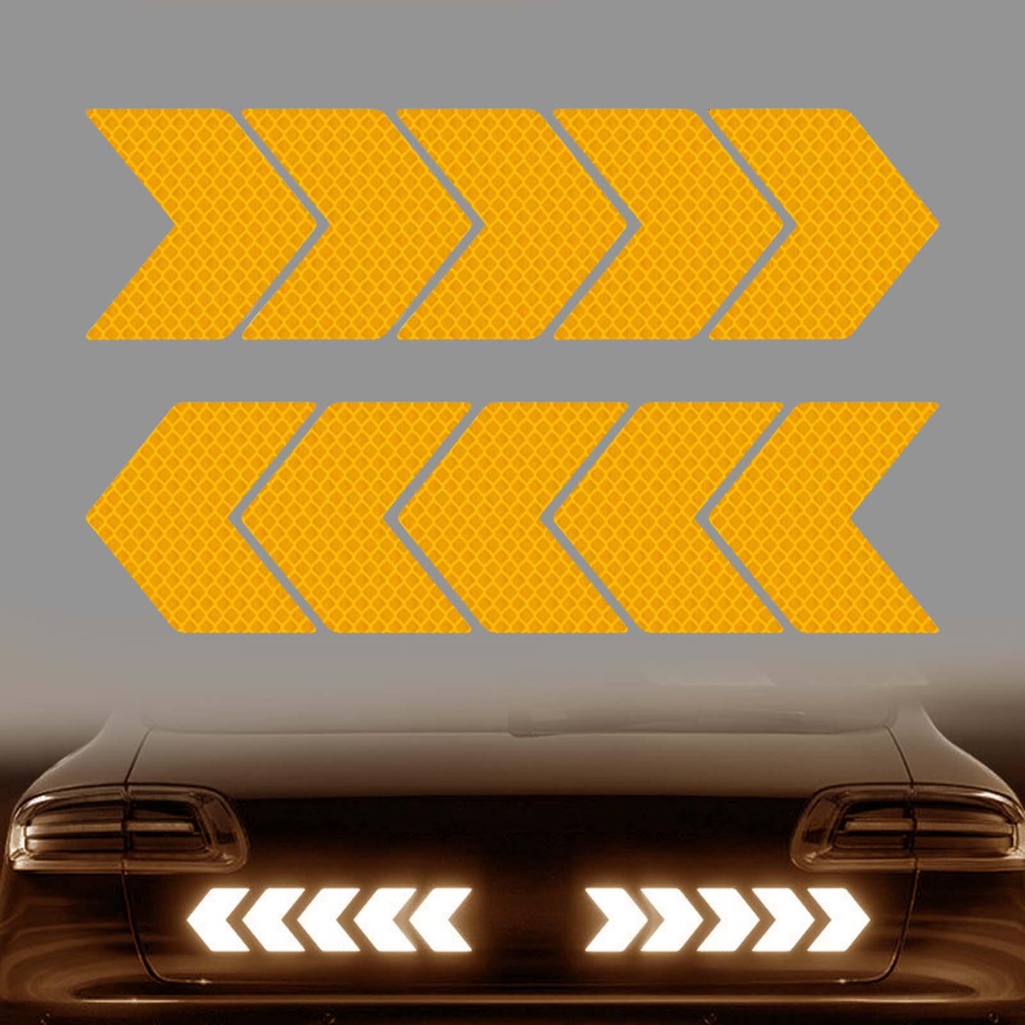 10x Arrow Reflective Stickers Night Sign Self Adhesive for Truck Yellow