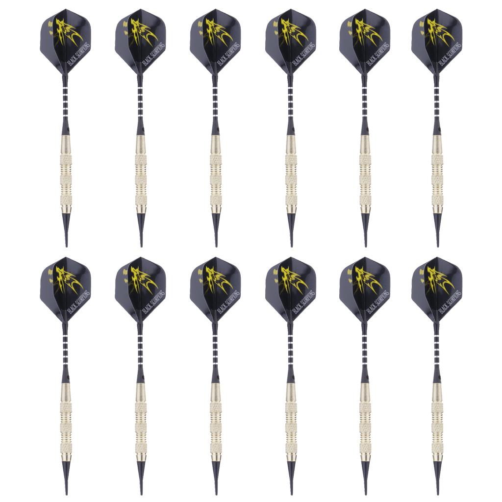 12 Pieces Professional Safety Soft Tip Darts for Electronic Dartboard Yellow