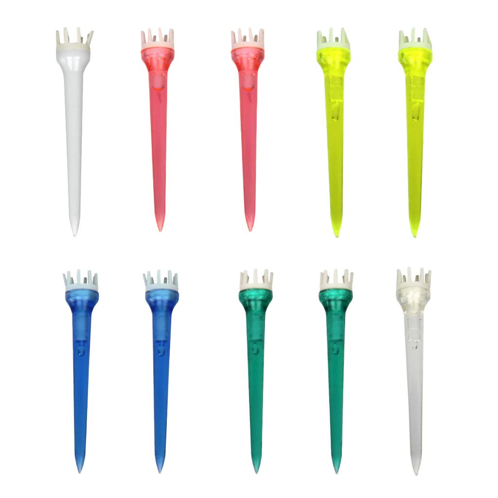 10pcs Premium PE Plastic Golf Tees Crown Claw Tee Replacement Assorted 78mm