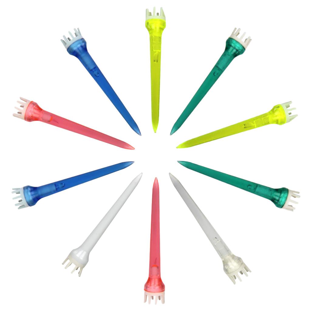 10pcs Premium PE Plastic Golf Tees Crown Claw Tee Replacement Assorted 78mm