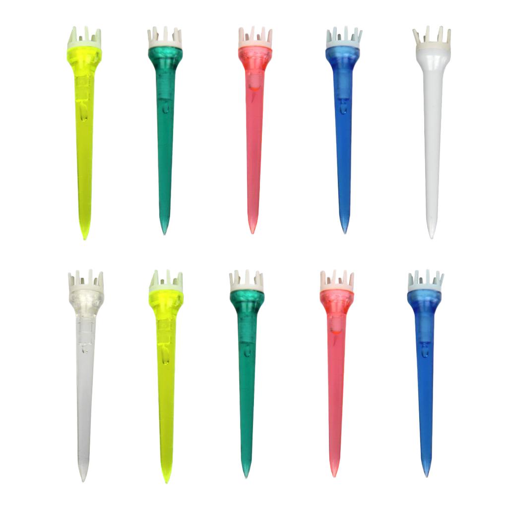 10pcs Premium PE Plastic Golf Tees Crown Claw Tee Replacement Assorted 78mm