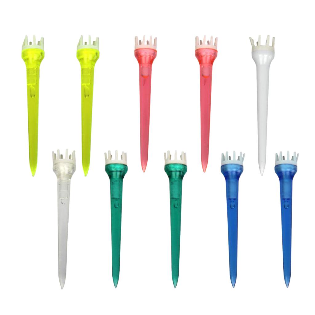 10pcs Premium PE Plastic Golf Tees Crown Claw Tee Replacement Assorted 78mm