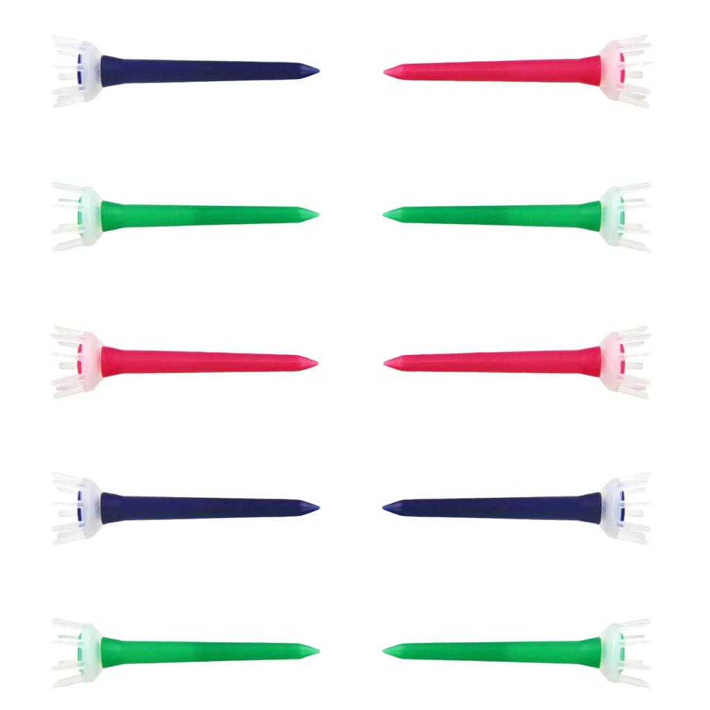 10pcs Premium PE Plastic Golf Tees Crown Claw Tee Replacement Assorted 60mm