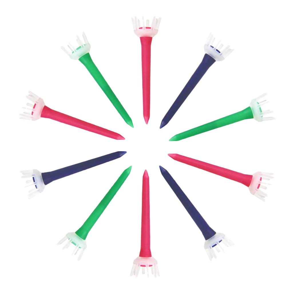 10pcs Premium PE Plastic Golf Tees Crown Claw Tee Replacement Assorted 60mm