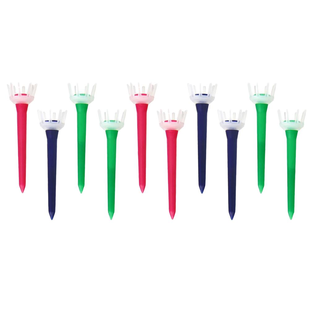 10pcs Premium PE Plastic Golf Tees Crown Claw Tee Replacement Assorted 60mm